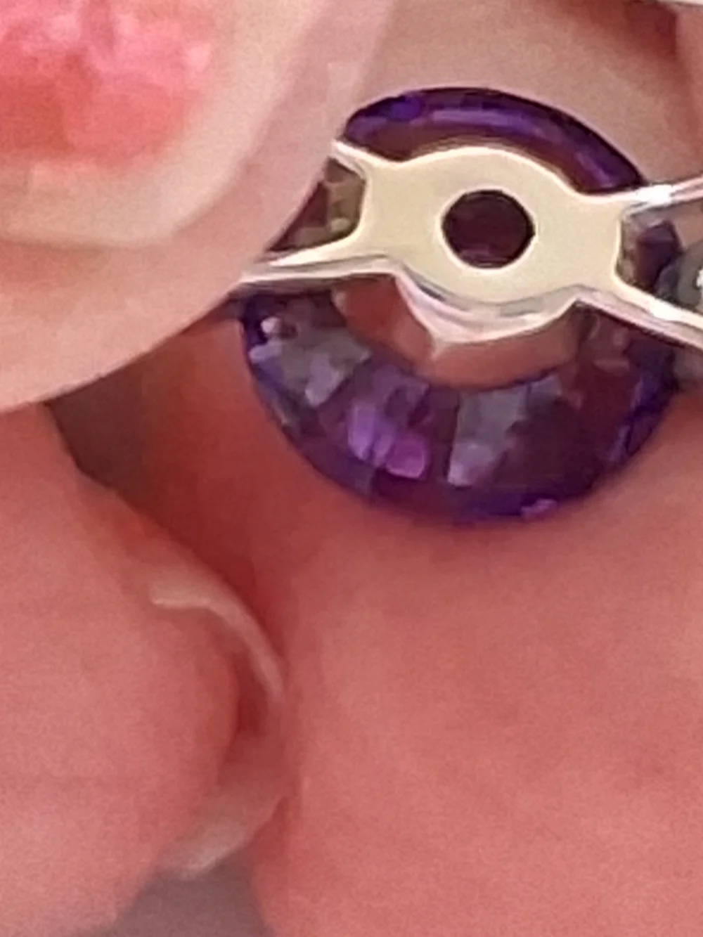 Glass Sterling Silver Purple Solitaire Ring - Elegant Women’s Jewelry